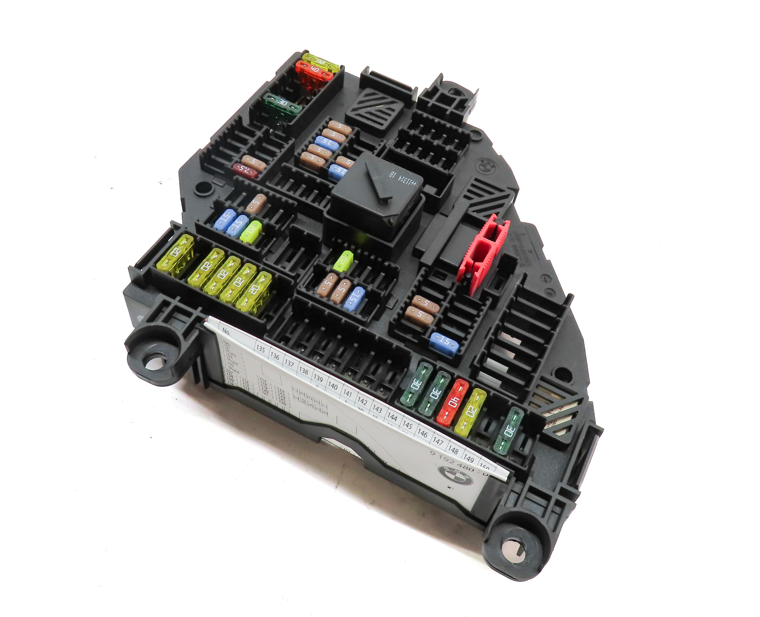2011-2012 BMW X3 (F25) REAR TRUNK MOUNT POWER DISTRIBUTION RELAY FUSE BOX — exact item pictured